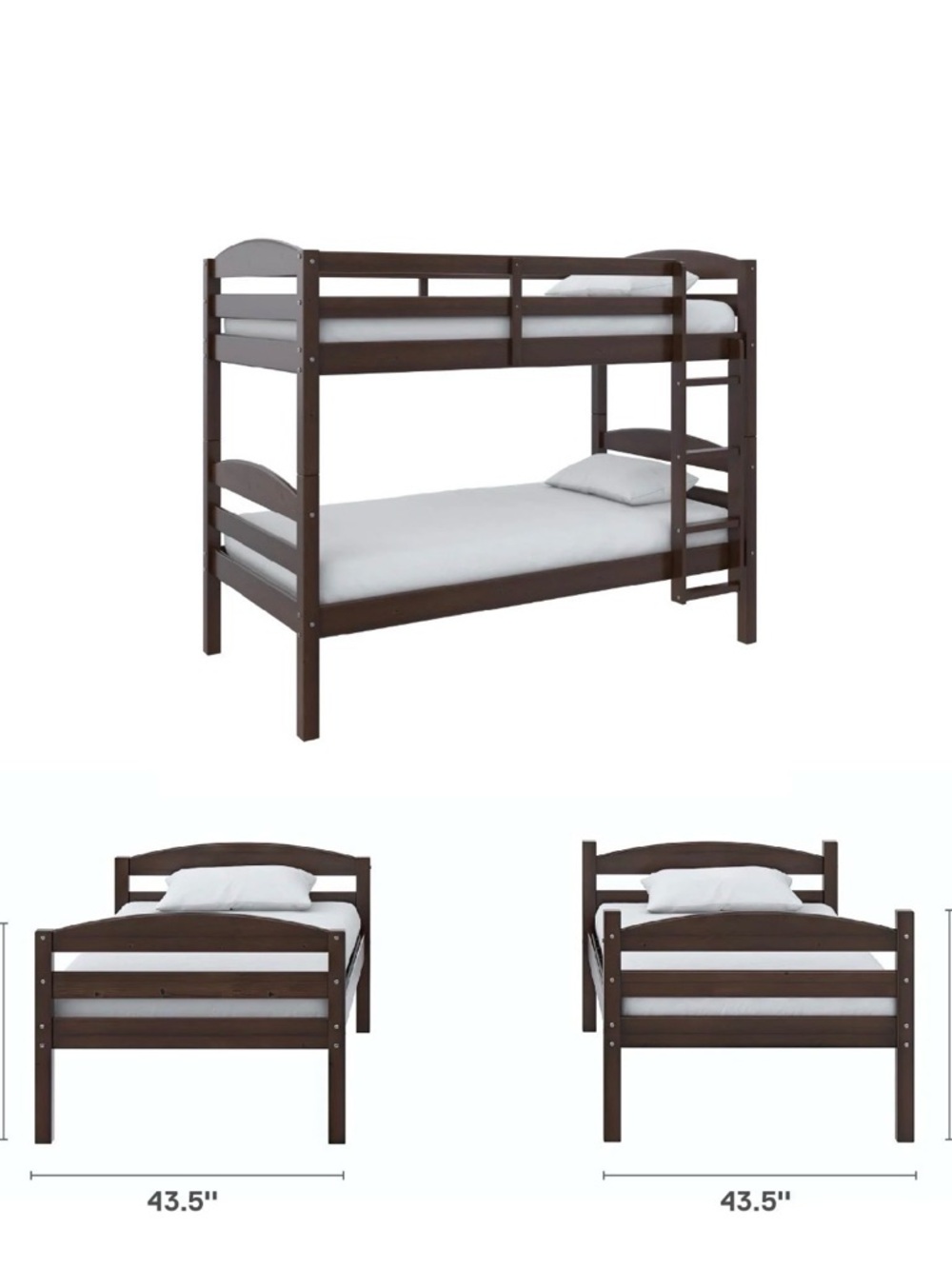 Dark Brown Wooden Twin over Twin Bunk Bed $100 each